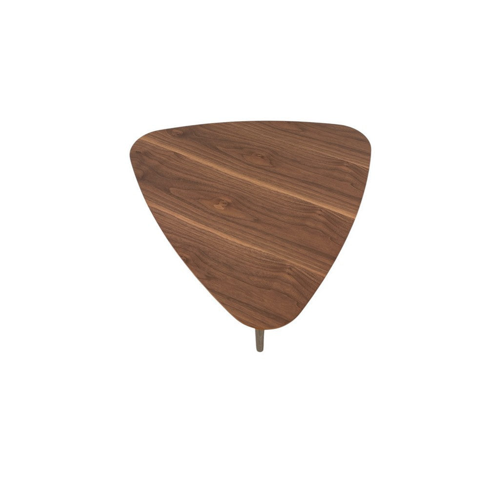 Hle Coffee Table 23 Inch Modern Brown Walnut Veneer Top Chrome Base BM330211