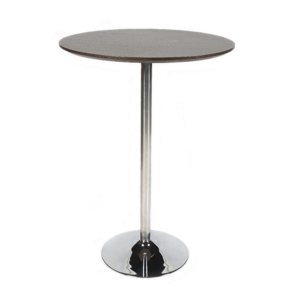 Dexo Bar Height Table 30 Inch Espresso Brown Round Top Chrome Steel BM330214