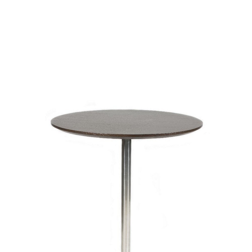 Dexo Bar Height Table 30 Inch Espresso Brown Round Top Chrome Steel BM330214