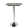 Dexo Bar Height Table, 30 Inch Espresso Brown Round Top, Chrome Steel