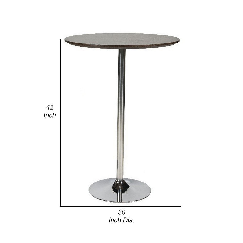 Dexo Bar Height Table 30 Inch Espresso Brown Round Top Chrome Steel BM330214