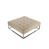 Ipp Ottoman 40 Inch Square Tufted Beige Faux Leather Chrome Steel BM330215