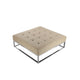 Ipp Ottoman 40 Inch Square Tufted Beige Faux Leather Chrome Steel BM330215