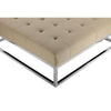 Ipp Ottoman 40 Inch Square Tufted Beige Faux Leather Chrome Steel BM330215