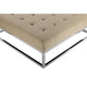 Ipp Ottoman 40 Inch Square Tufted Beige Faux Leather Chrome Steel BM330215