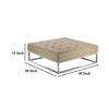 Ipp Ottoman 40 Inch Square Tufted Beige Faux Leather Chrome Steel BM330215