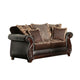 Lenira 2pc Sofa Loveseat Set Brown Faux Leather 5 Accent Pillows
