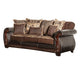Lenira 2pc Sofa Loveseat Set Brown Faux Leather 5 Accent Pillows