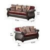 Lenira 2pc Sofa Loveseat Set Burgundy Faux Leather Brown 5 Pillows