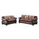 Lenira 2pc Sofa Loveseat Set, Burgundy Faux Leather, Brown, 5 Pillows