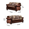 Nadira 2pc Sofa Loveseat Set Brown Faux Leather Gold 5 Throw Pillows