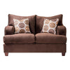 Roswell Sofa Loveseat Set Chocolate Brown Chenille 5 Accent Pillows BM330221