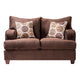 Roswell Sofa Loveseat Set Chocolate Brown Chenille 5 Accent Pillows BM330221