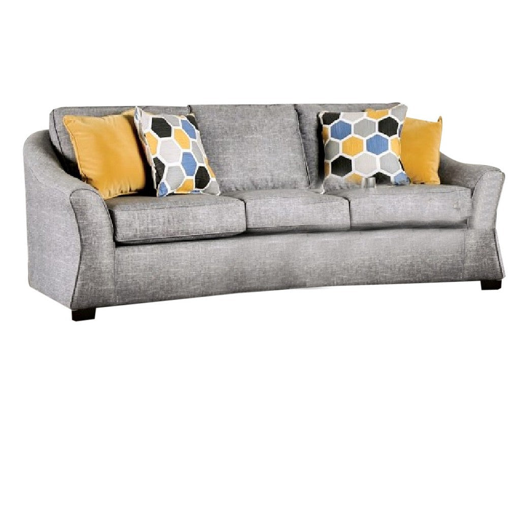 Nyrah 2pc Sofa Loveseat Set Light Gray Faux Linen 8 Throw Pillows BM330250