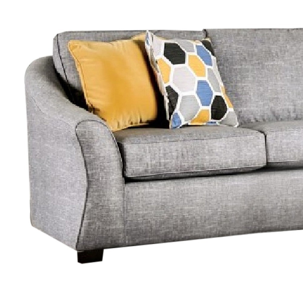 Nyrah 2pc Sofa Loveseat Set Light Gray Faux Linen 8 Throw Pillows BM330250