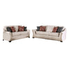 Nyrah 2pc Sofa Loveseat Set Ivory Linen Like Fabric 8 Accent Pillows BM330251
