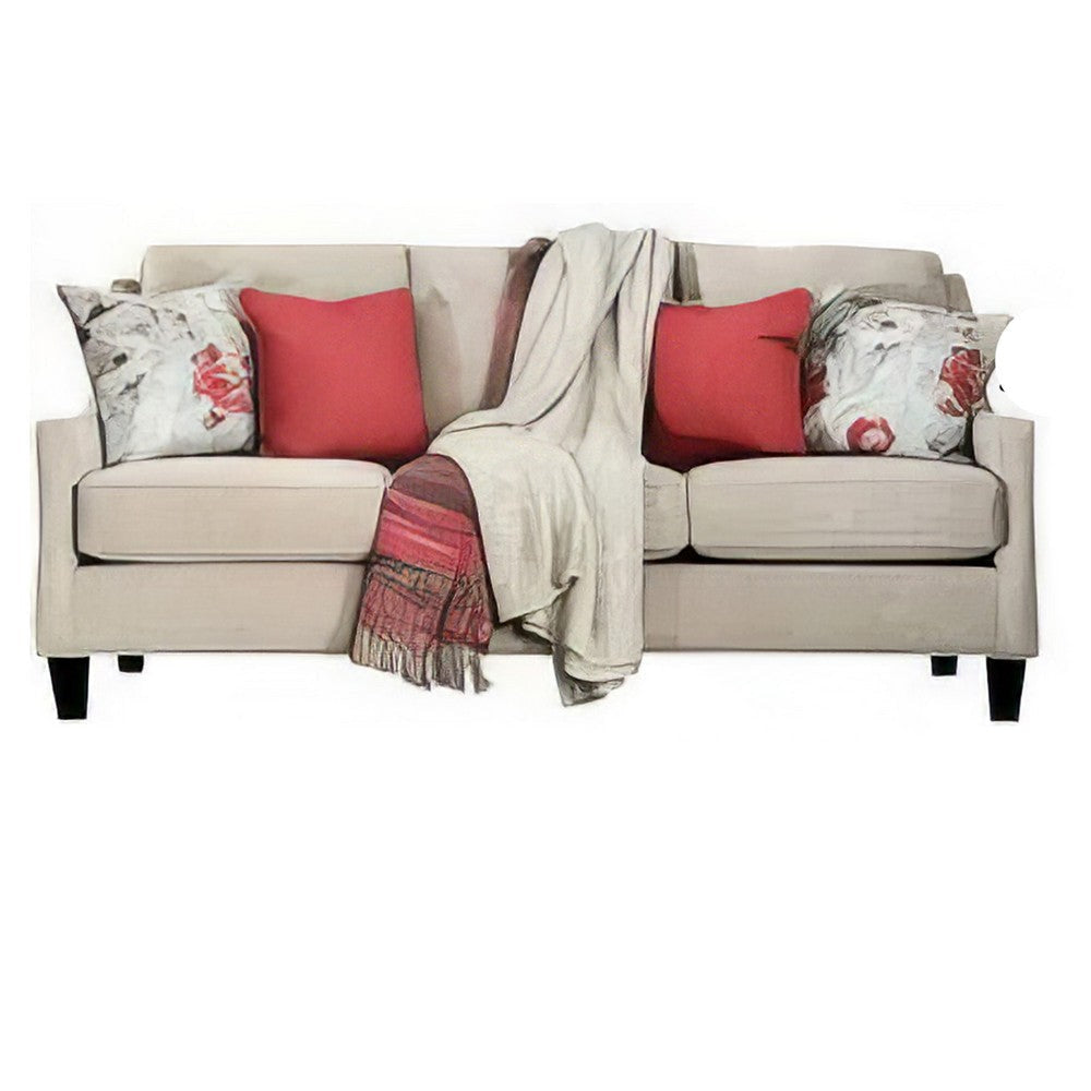 Cairn 2pc Sofa Loveseat Set Ivory Chenille Linen 8 Accent Pillows BM330254