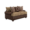Flet 2pc Sofa Loveseat Set Brown Chenille Faux Leather 8 Pillows BM330271