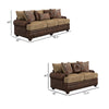Flet 2pc Sofa Loveseat Set Brown Chenille Faux Leather 8 Pillows BM330271