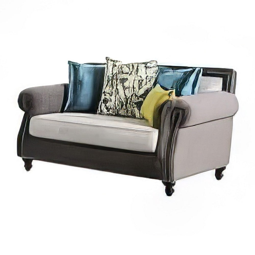 Ella Sofa and Loveseat Set Olive Green Gray Button Tufted Microfiber BM330278