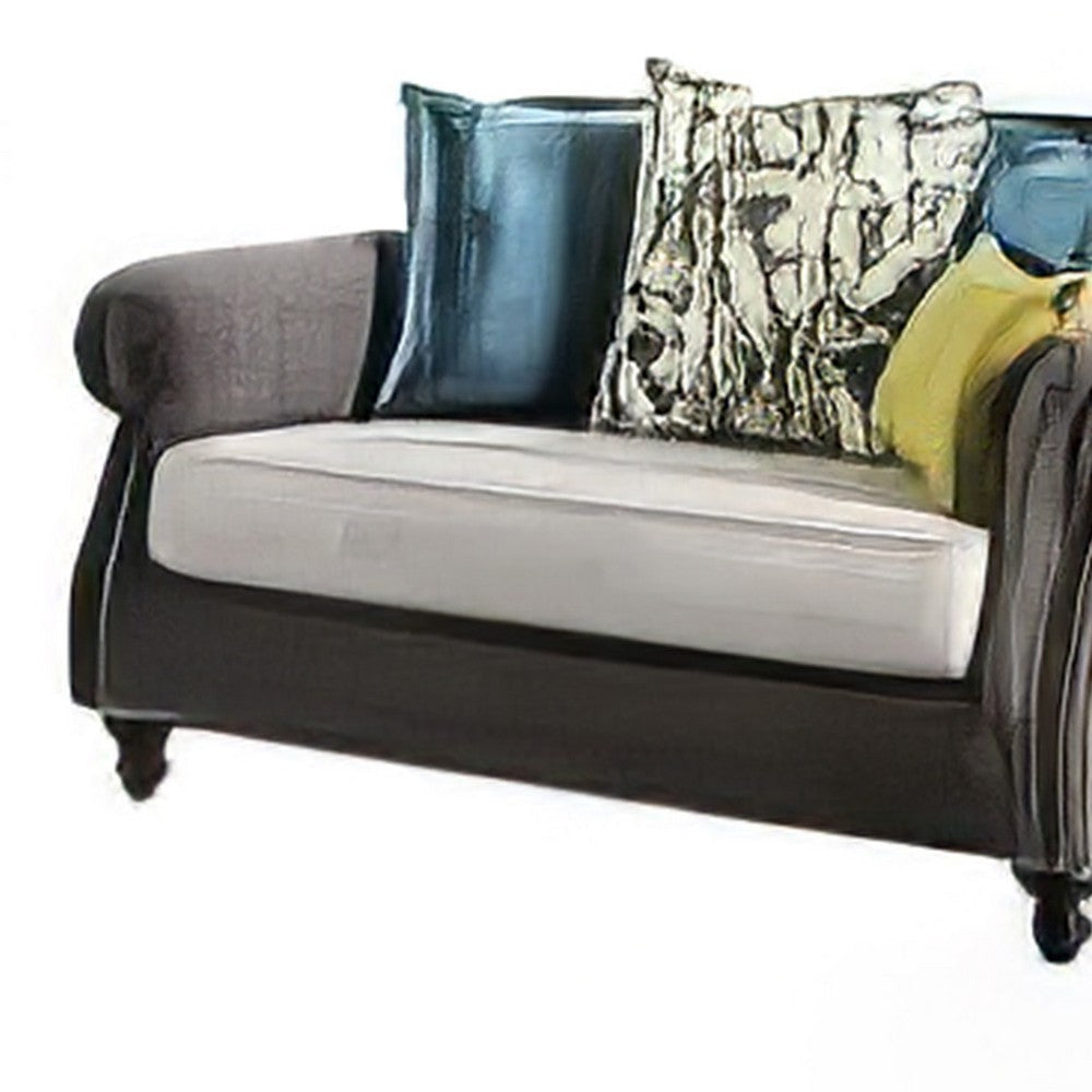 Ella Sofa and Loveseat Set Olive Green Gray Button Tufted Microfiber BM330278