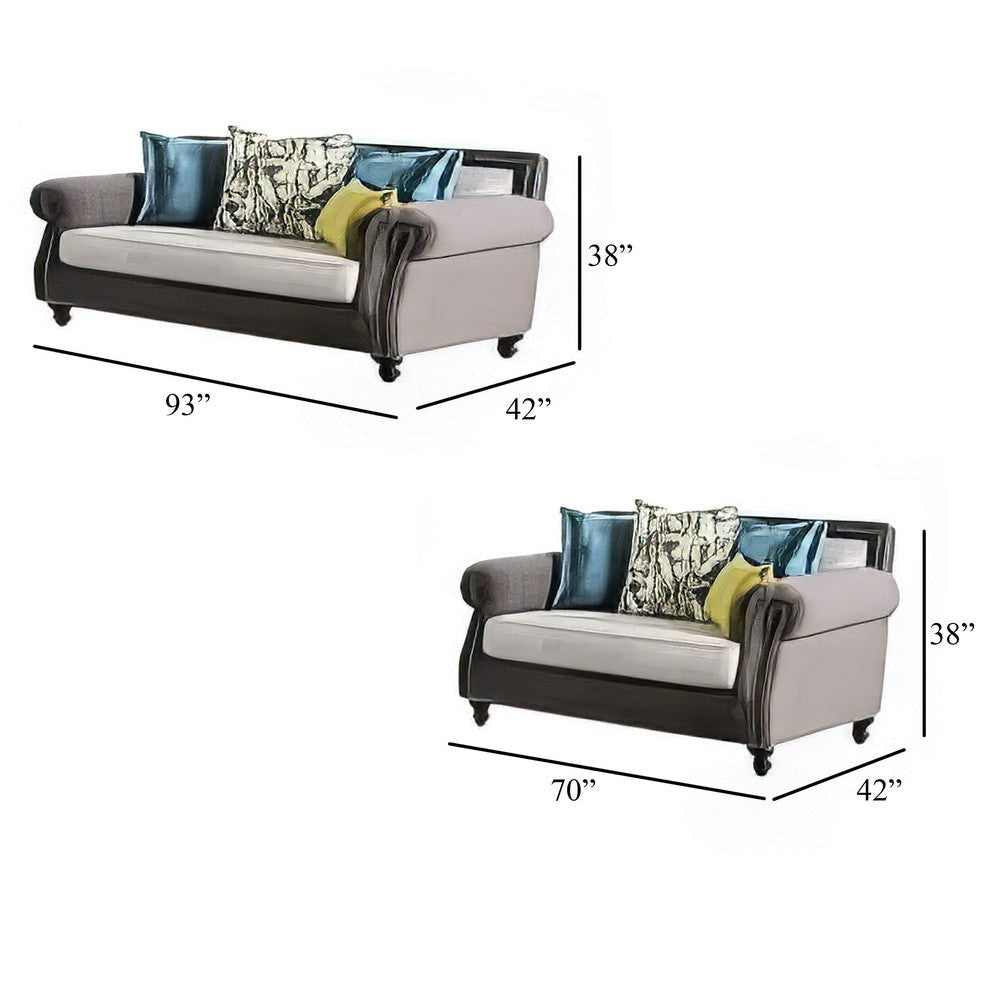 Ella Sofa and Loveseat Set Olive Green Gray Button Tufted Microfiber BM330278