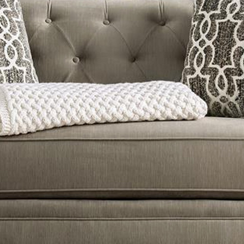 Erin Sofa Loveseat Set 6 Large Pillows Brown Small Weave Chenille BM330281