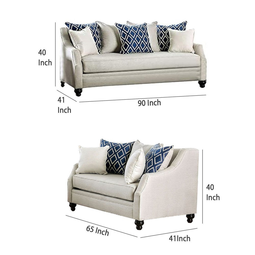 Efyn Sofa and Loveseat Set Loose Pillow Back Rich Ivory Burlap Weave BM330282