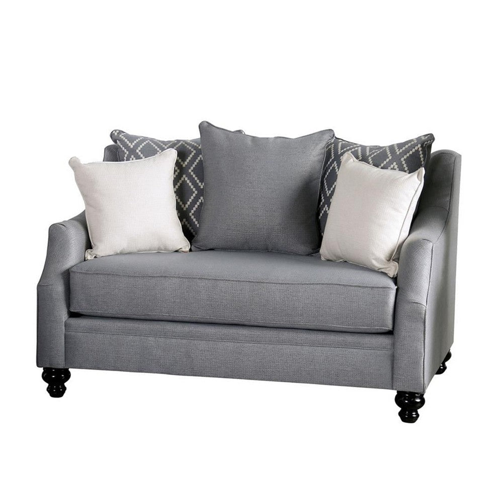 Efyn Sofa and Loveseat Set Loose Pillow Back Light Gray Burlap Weave BM330283