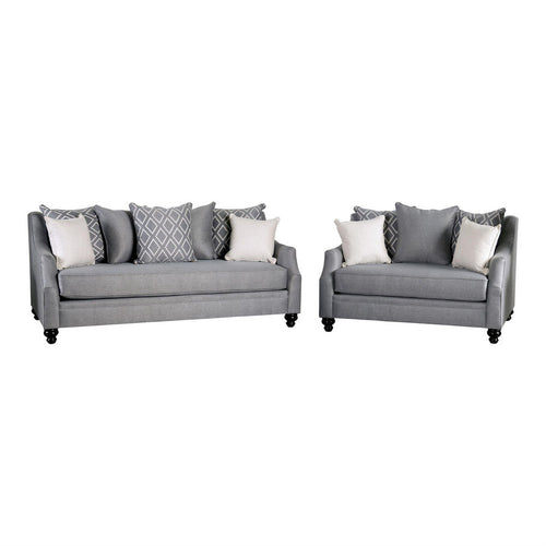 Efyn Sofa and Loveseat Set, Loose Pillow Back, Light Gray Burlap Weave