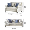Vanni Sofa and Loveseat Set with Rolled Arms Beige Blue Faux Linen