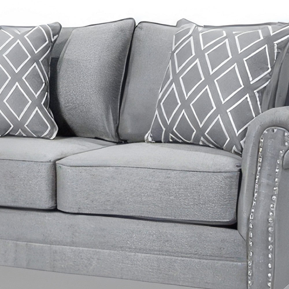 Vanni Sofa and Loveseat Set 6 Accent Throw Pillows Gray Faux Linen