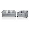 Vanni Sofa and Loveseat Set, 6 Accent Throw Pillows, Gray Faux Linen