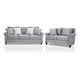 Vanni Sofa and Loveseat Set, 6 Accent Throw Pillows, Gray Faux Linen