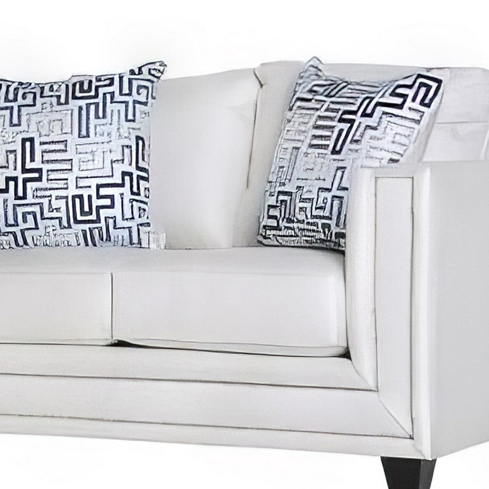 Imna Sofa and Loveseat Set with 4 Accent Pillows White Blue Chenille BM330286