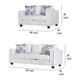 Imna Sofa and Loveseat Set with 4 Accent Pillows White Blue Chenille BM330286