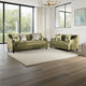 Syna Sofa and Loveseat Set, Bench Style Seat, Green Tufted Microfiber