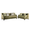 Syna Sofa and Loveseat Set, Bench Style Seat, Green Tufted Microfiber