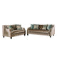 Enny Sofa and Loveseat Set, Bench Style, Champagne Turquoise Chenille