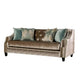 Enny Sofa and Loveseat Set Bench Style Champagne Turquoise Chenille BM330290