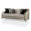 Enny Sofa and Loveseat Set 6 Accent Pillows Silver Black Chenille BM330291