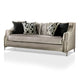 Enny Sofa and Loveseat Set 6 Accent Pillows Silver Black Chenille BM330291