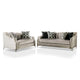 Enny Sofa and Loveseat Set, 6 Accent Pillows, Silver Black Chenille