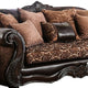 Elllie 2pc Sofa Loveseat Set Dark Brown Chenille 5 Accent Pillows BM330295