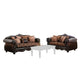 Elllie 2pc Sofa Loveseat Set, Dark Brown Chenille, 5 Accent Pillows