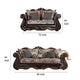 Ammy 2pc Sofa Loveseat Set Dark Brown Faux Leather 5 Accent Pillows BM330296
