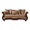 Nican 2pc Sofa Loveseat Set Tan Gold Faux Leather 8 Accent Pillows BM330297