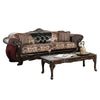 Quo 2pc Sofa Loveseat Set Burgundy Dark Brown Chenille 4 Pillows