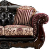 Quo 2pc Sofa Loveseat Set Burgundy Dark Brown Chenille 4 Pillows