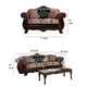 Quo 2pc Sofa Loveseat Set Burgundy Dark Brown Chenille 4 Pillows
